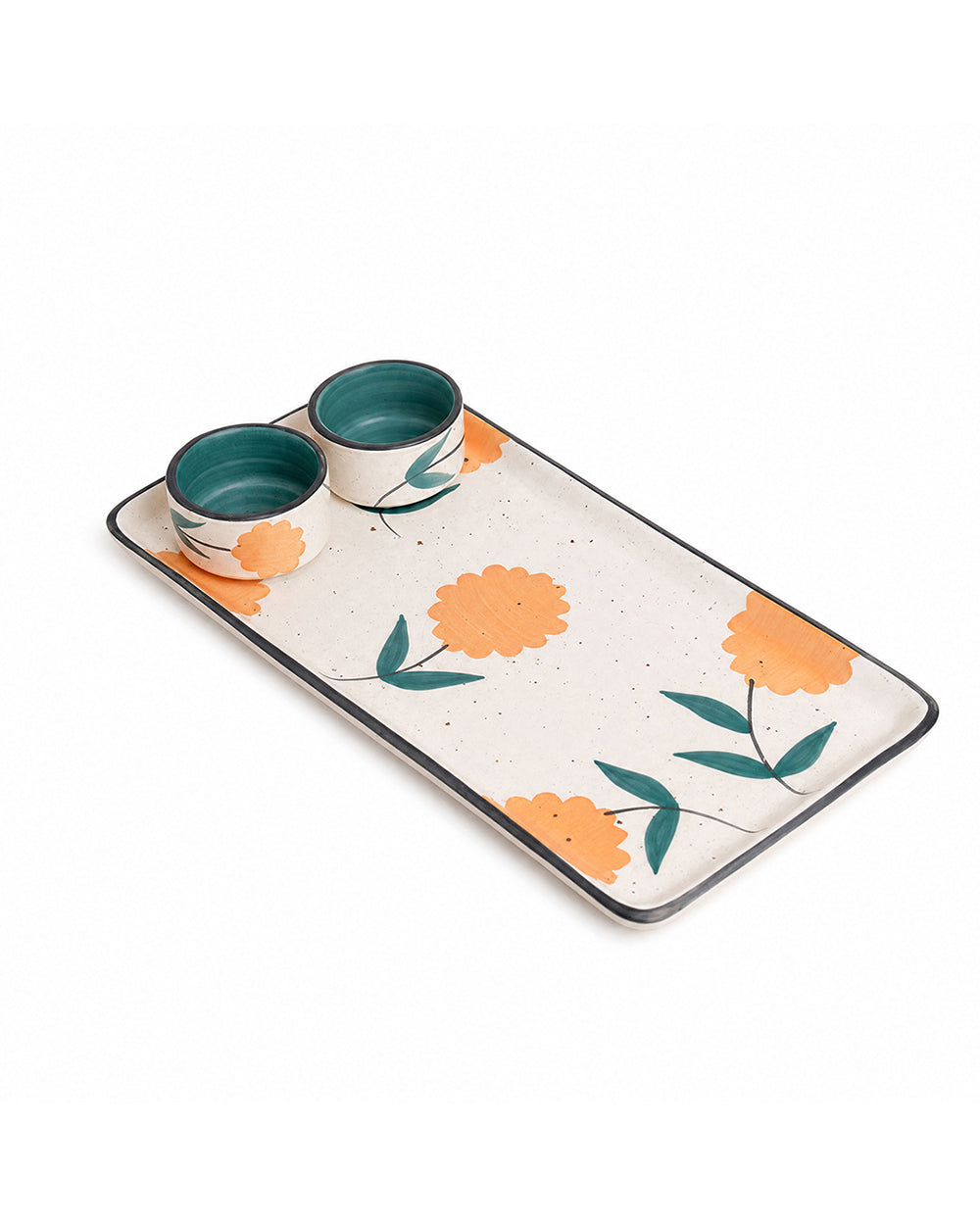 Marigold Chip & Dip Platter | Handpainted Stoneware