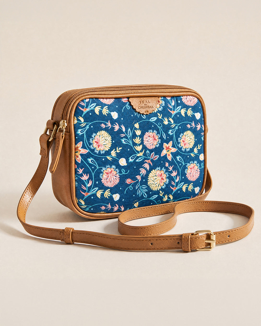 Teal by Chumbak Blue Bloom Box Sling Bag