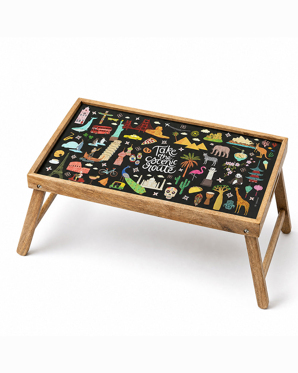 Take the Scenic Route Black Foldable Breakfast Tray
