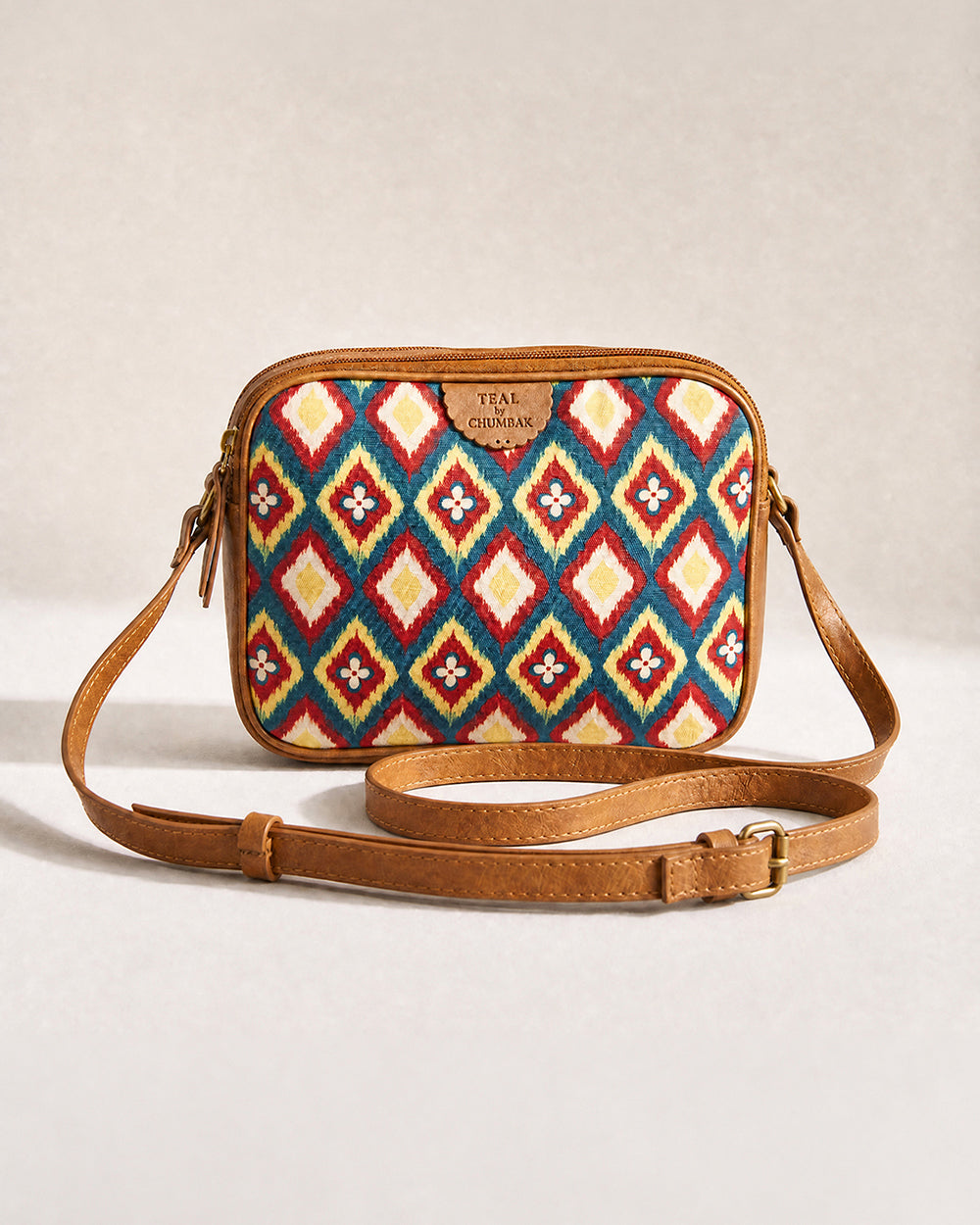 TealByChumbak Ikkat Glow Sling Bag