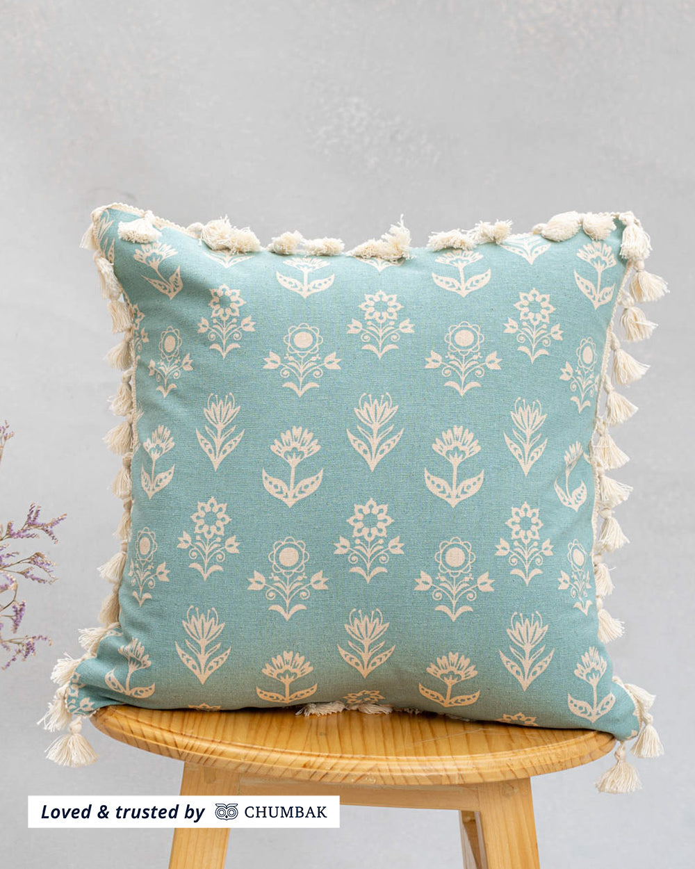 Dahilia Cushion Cover - Teal, 16"