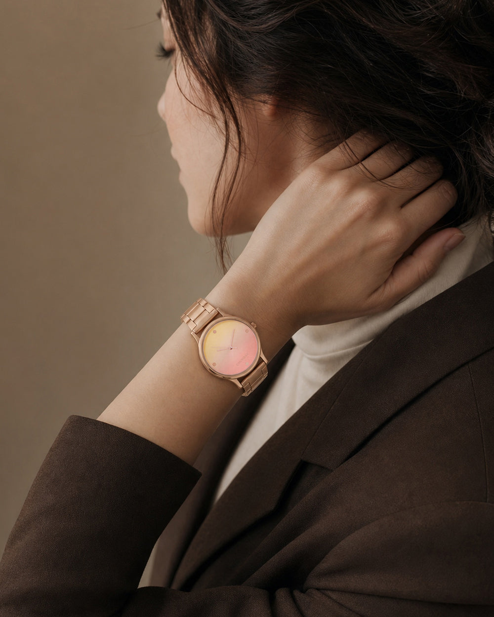 TEAL by Chumbak Sunset Ombre Watch, Metal link Strap