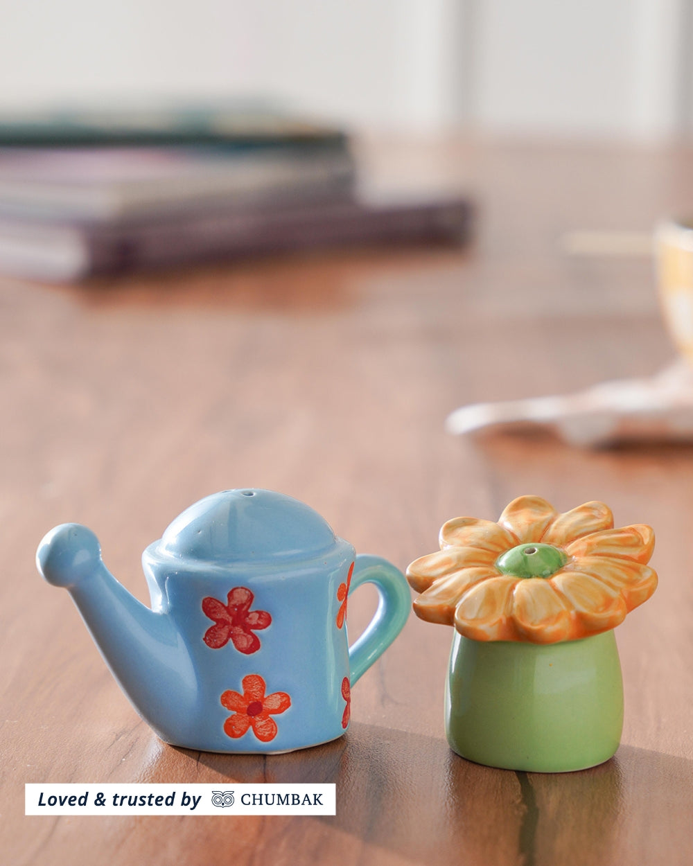 Mahi- Flower and watering can salt and pepper shaker