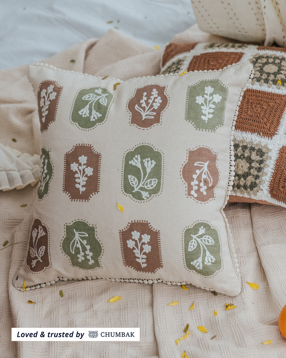 Vintage Stamp Cushion Cover, 16"