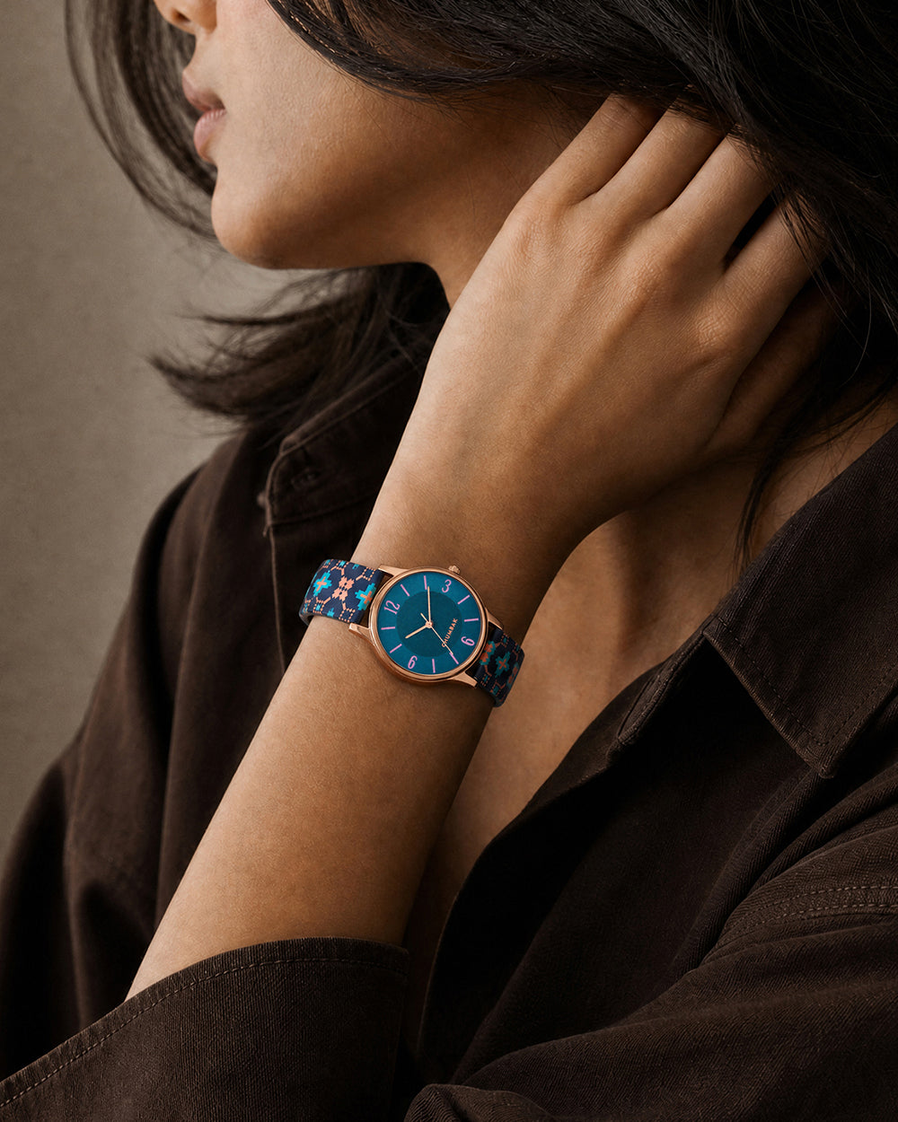 TEAL by Chumbak Ethnic Touch Printed Strap Wrist Watch