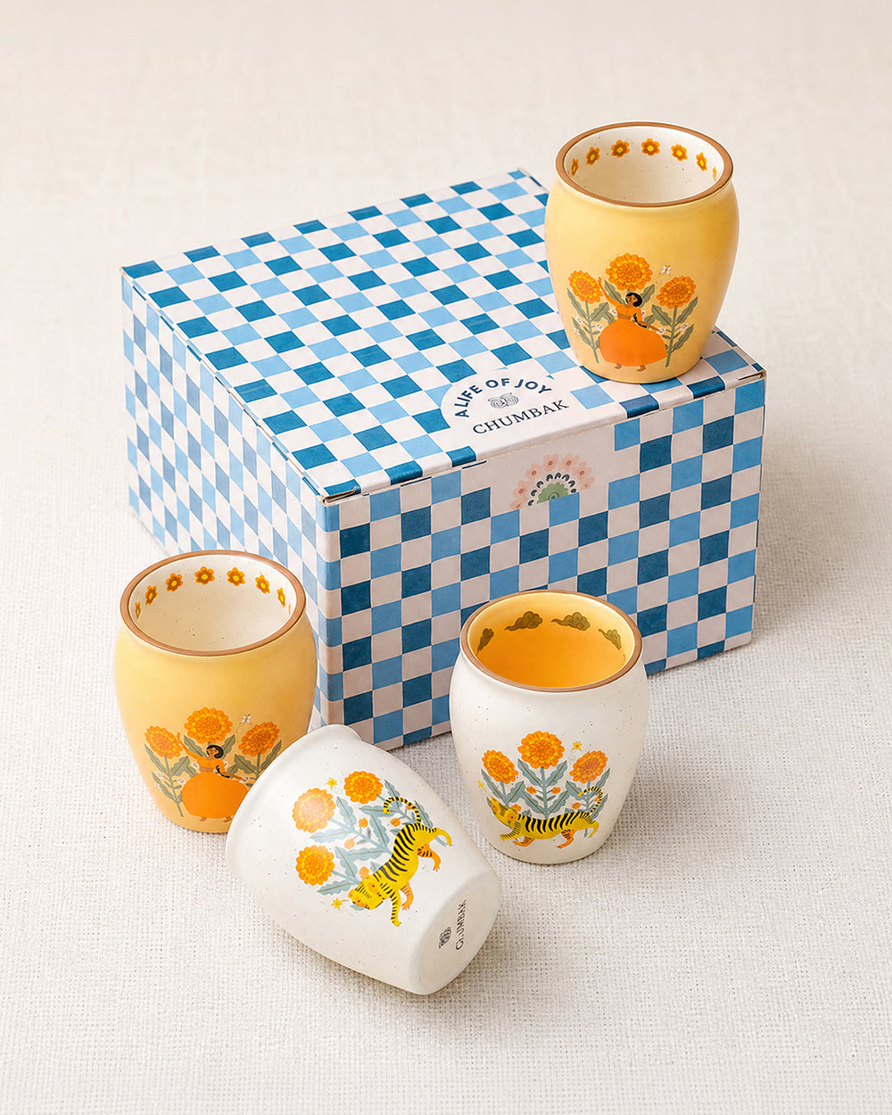 Marigold Kulhad - Set of 4