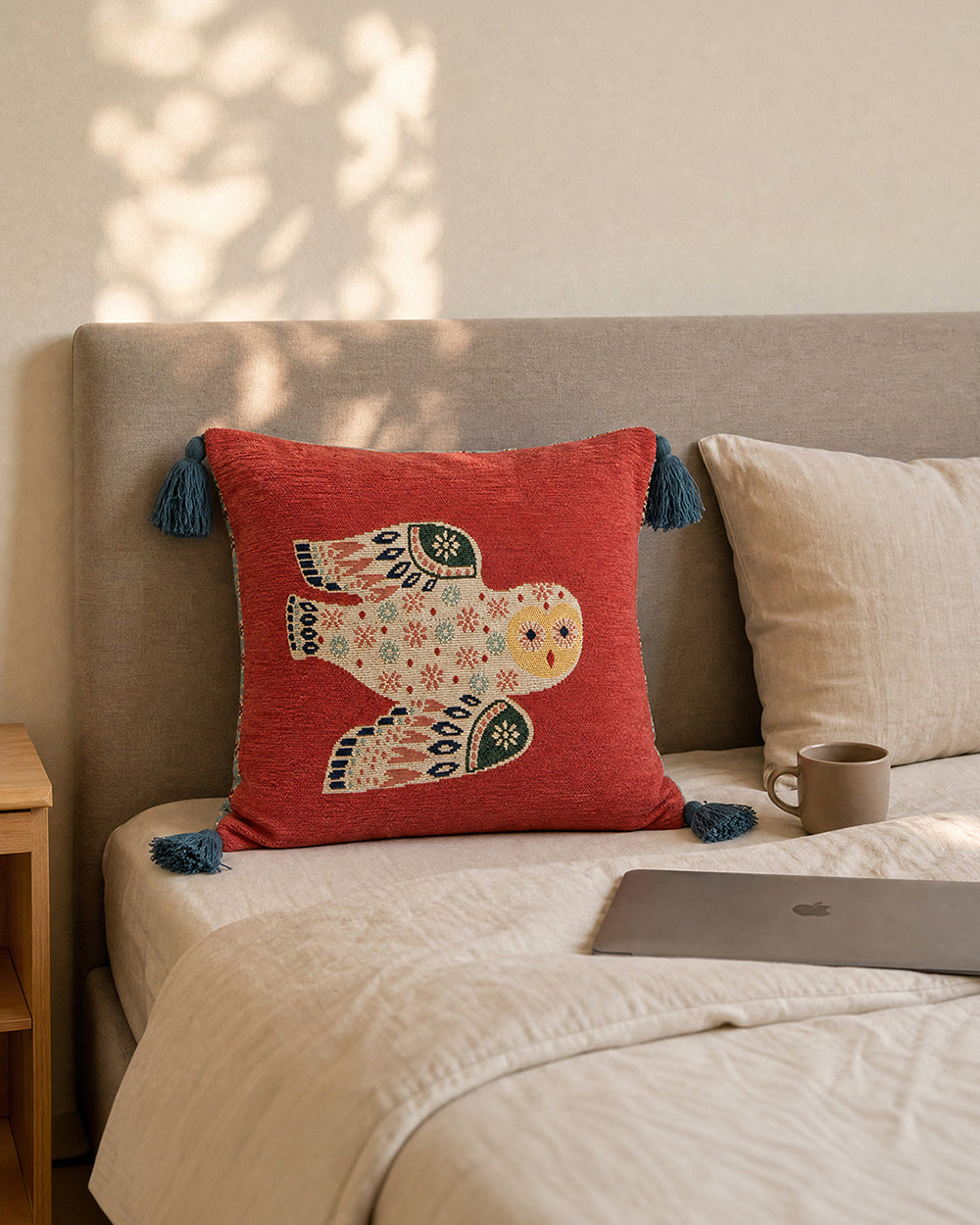 The Wise Owl jacquard Cushion Cover | Forest Folklore