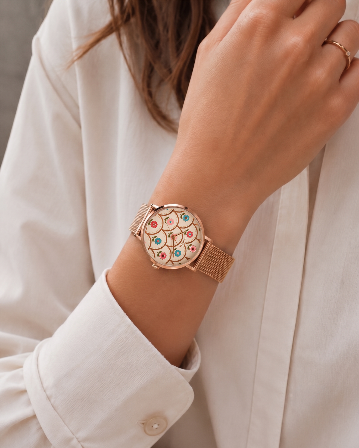 Teal by Chumbak Phool-ish Watch | Rose Gold Dial, Mesh Strap