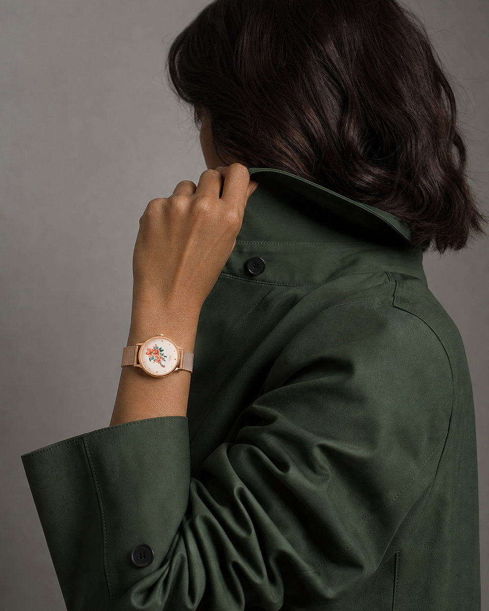 TEAL by Chumbak Jungle Flowers Watch, Metal Mesh Strap
