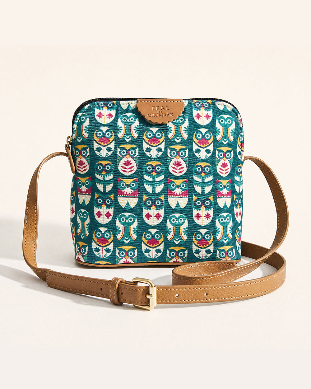 Teal By Chumbak Flower Owl Sling Bag - Teal