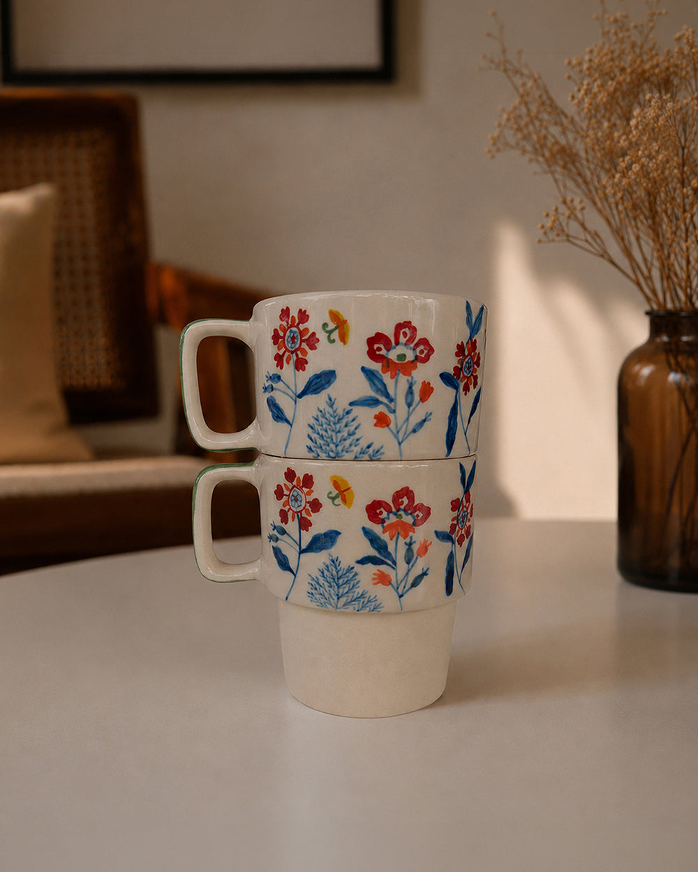 Wild Bloom Stacked Mug Set of 2 | Forest Folklore