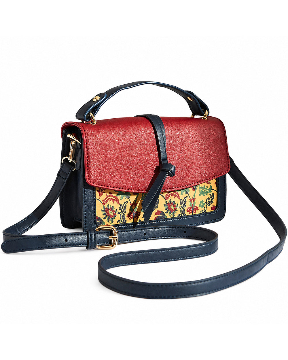 Vibrant Flowers Satchel Bag - Red