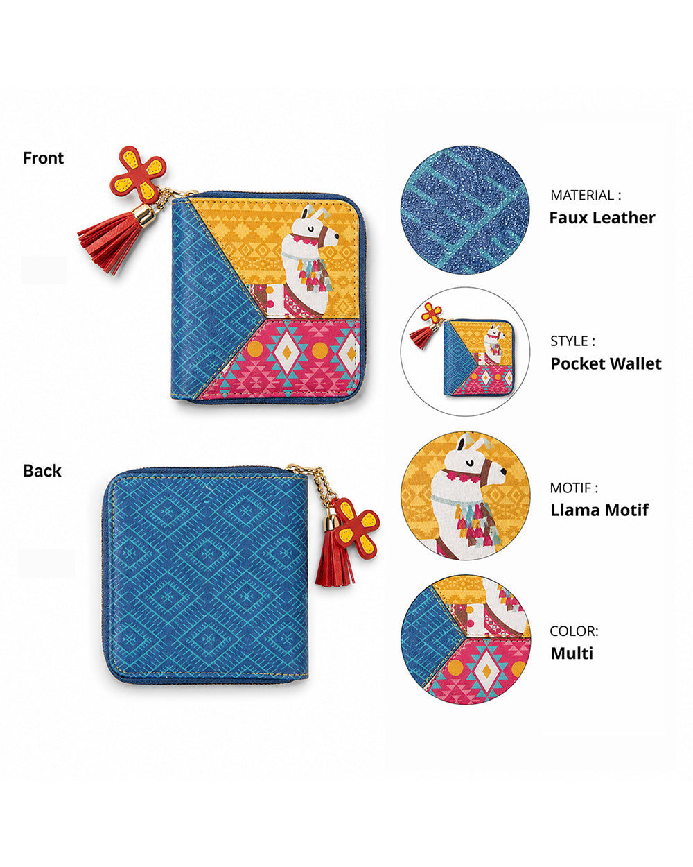 Boho Llama Aztec Wallet ' Mini