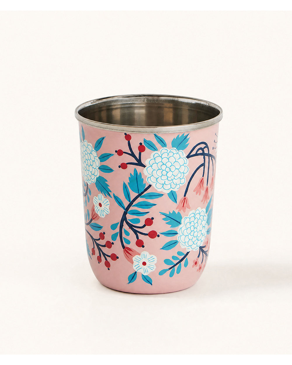Peach Floral Steel Tumbler Small