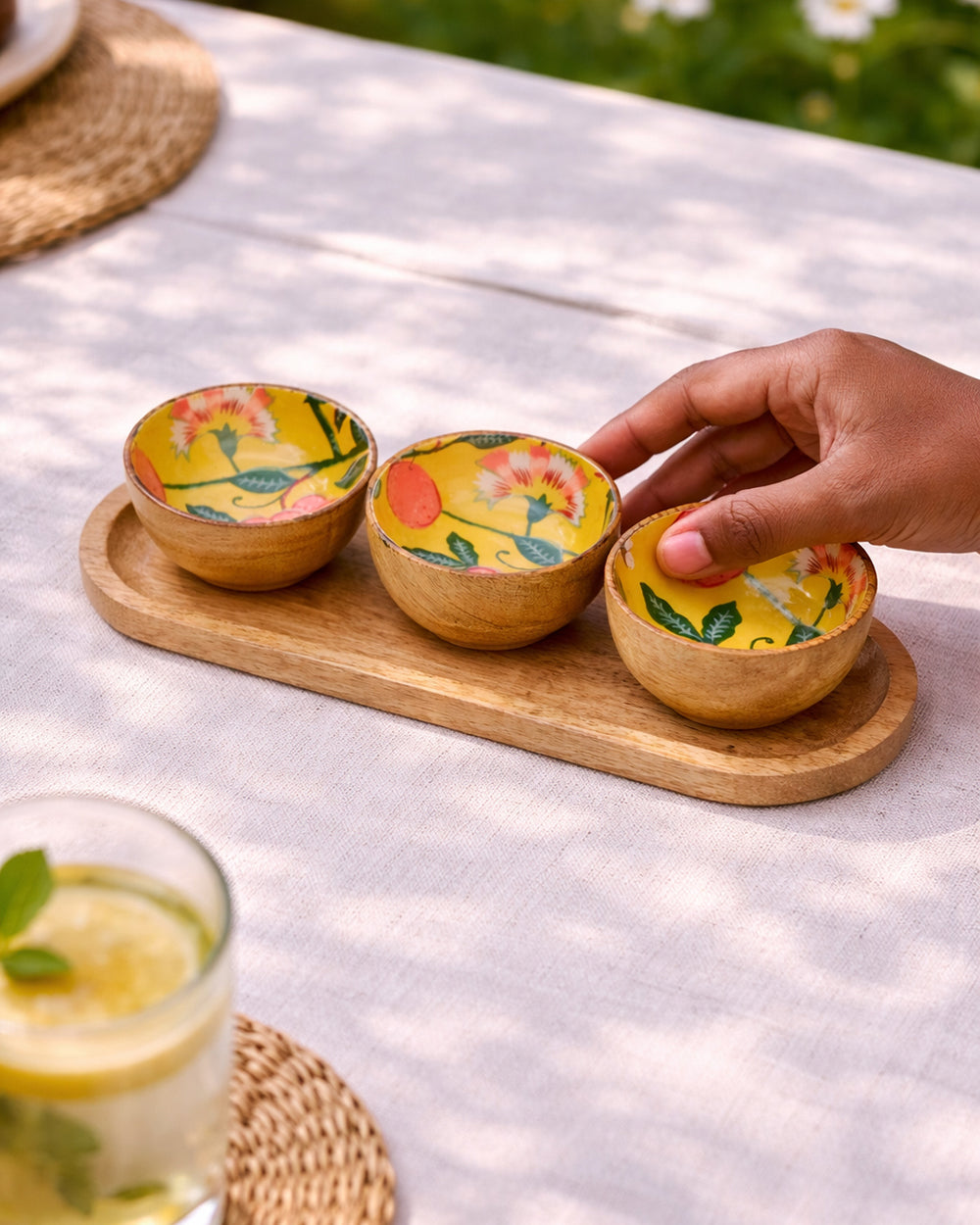 Limonata Trio Wooden Bowl Set | Citrus Zest