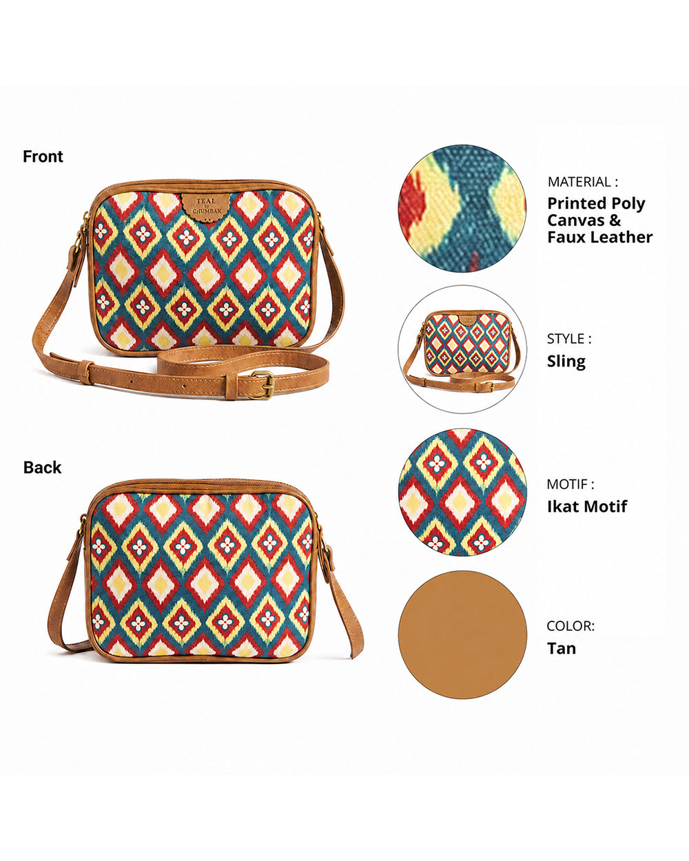 TealByChumbak Ikkat Glow Sling Bag
