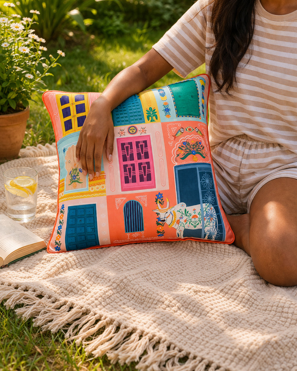 Haveli Windows Cushion| Citrus Zest