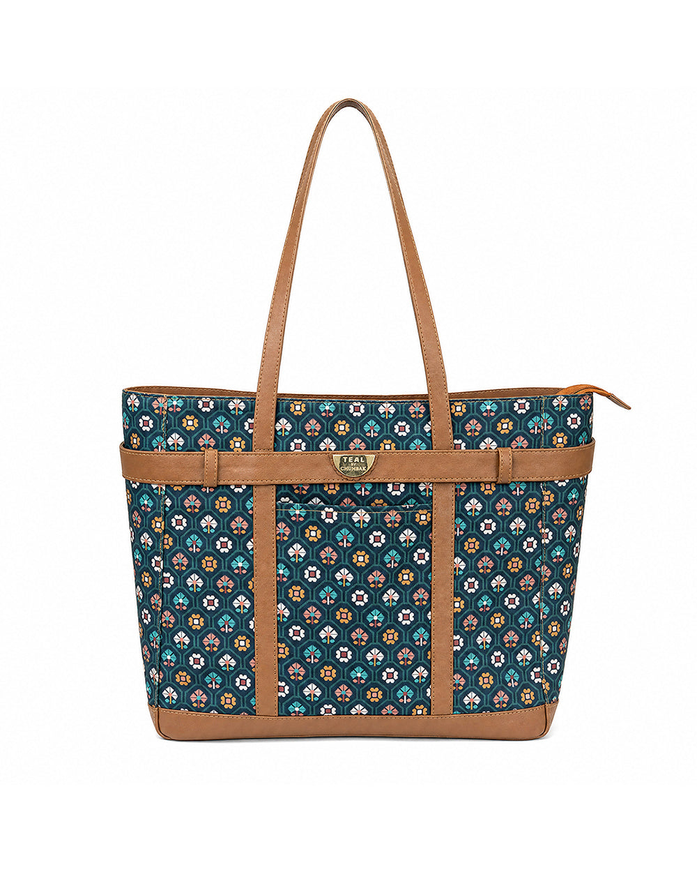 Teal by Chumbak Pixel Flower Laptop Tote