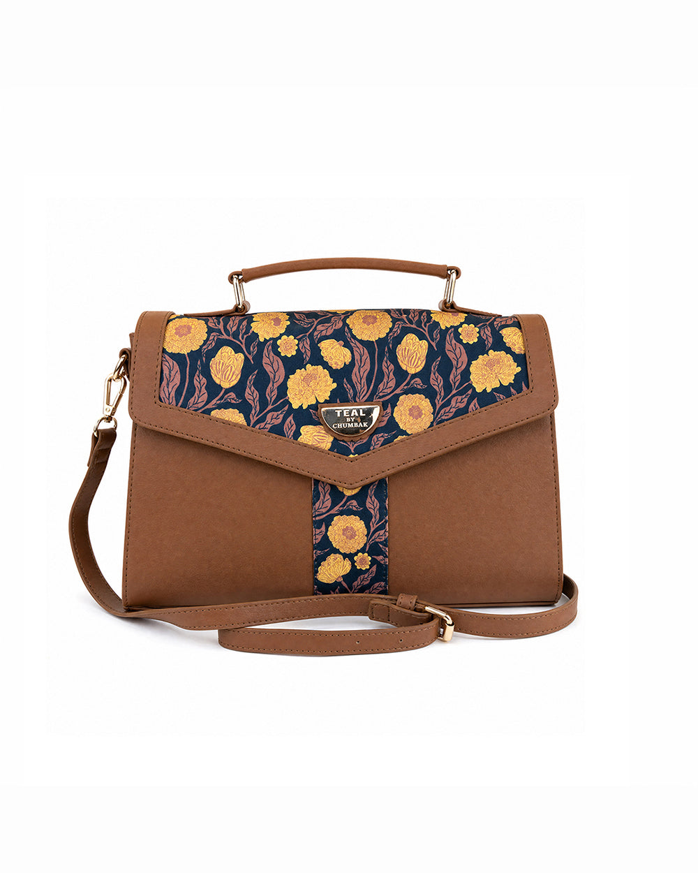 Teal by Chumbak Golden Marigold Muse Flap Handbag