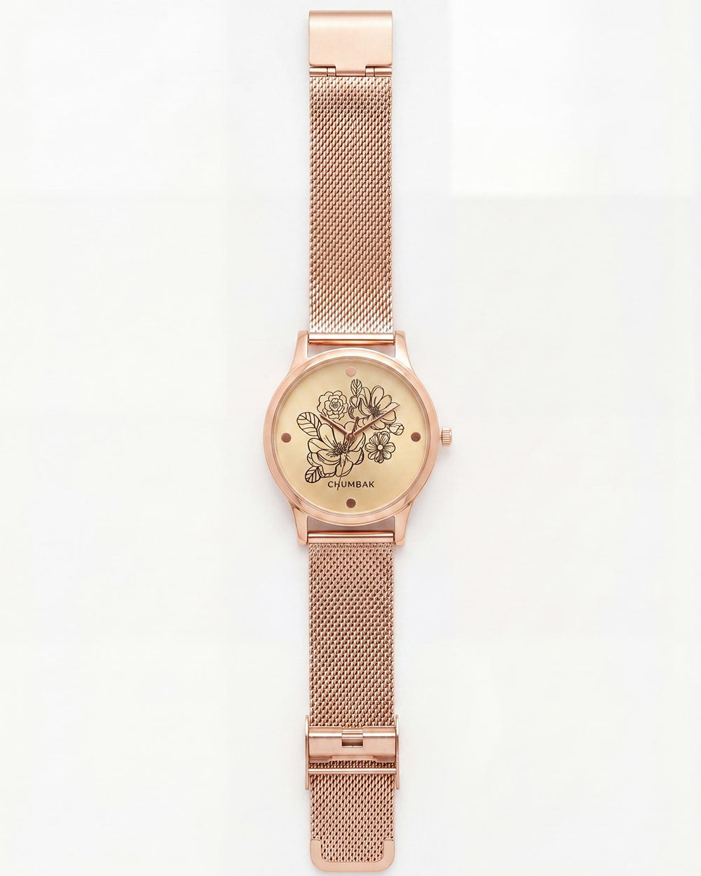 TEAL by Chumbak abstract Peacock Watch, Metal Mesh Strap