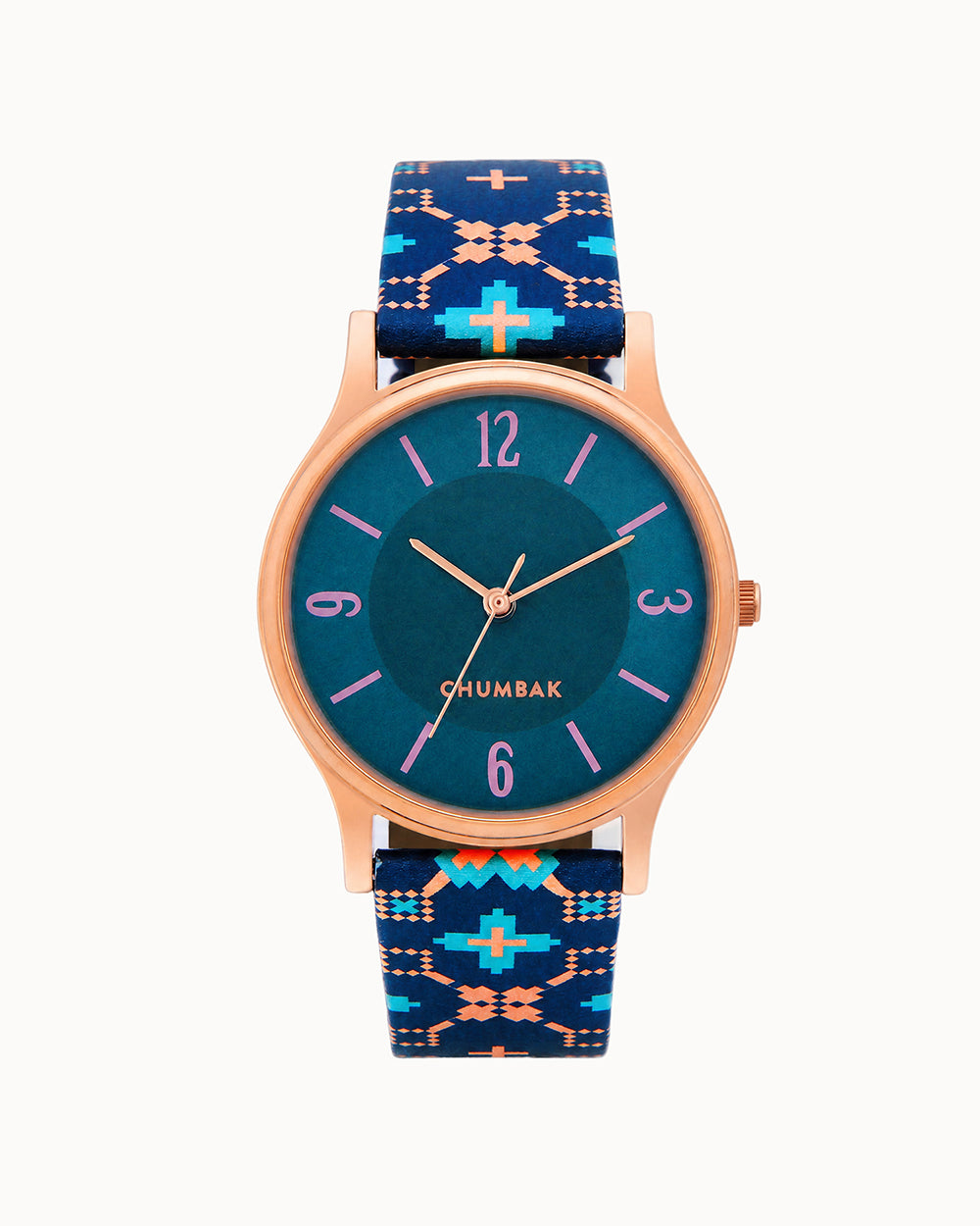TEAL by Chumbak Ethnic Touch Printed Strap Wrist Watch