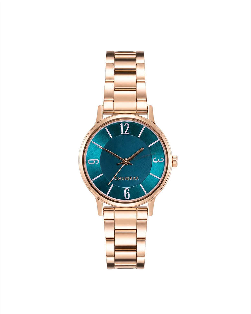 TEAL by Chumbak Forest Jade Watch, Metal link Strap