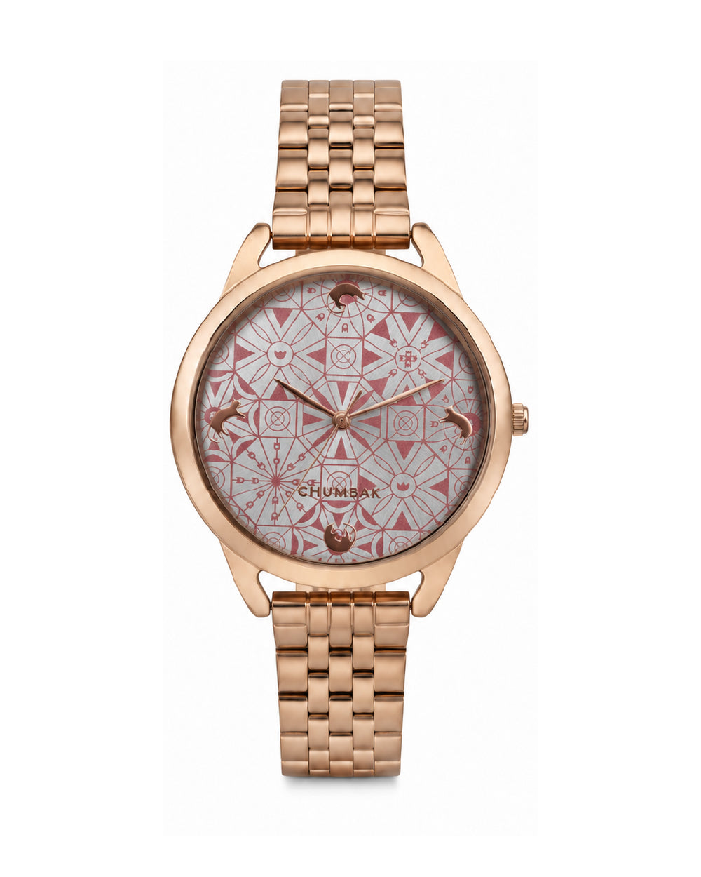 Teal by Chumbak Mosaic Meow Watch | Rose Gold Dial, Mesh Strap