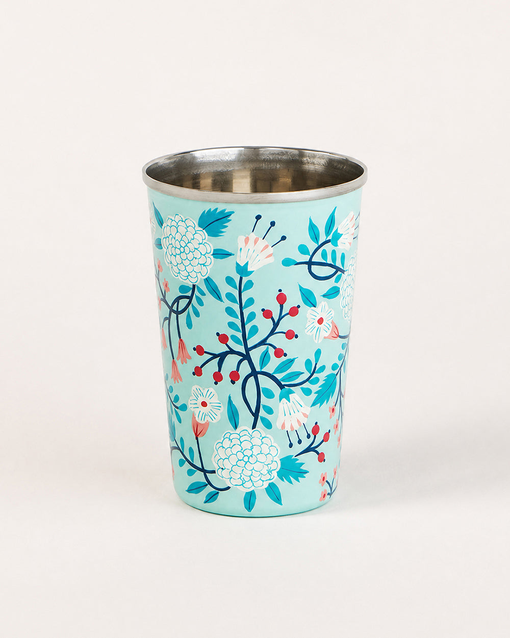 Blue Floral Steel Tumbler Large
