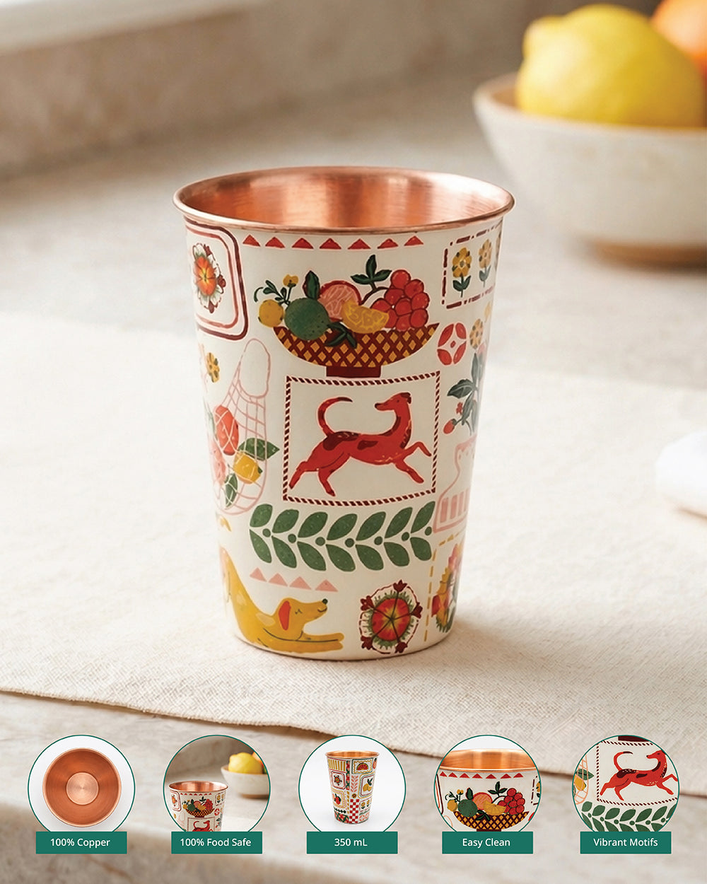 Limonata Copper Tumbler, 350 ml | Citrus Zest