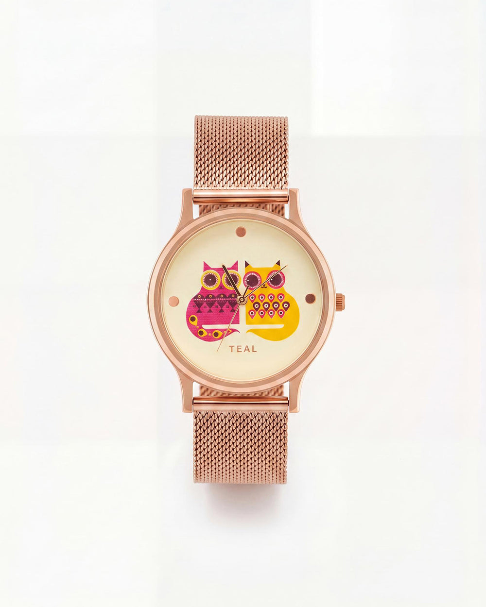 Teal by Chumbak Being Catty Watch,
Stainless Steel Mesh Strap