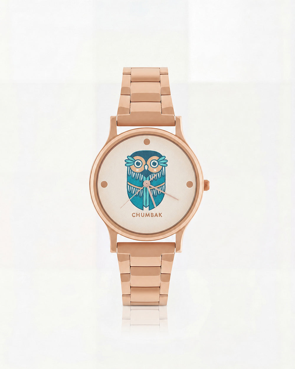 TEAL by Chumbak Vintage Owl Watch, Metal link Strap