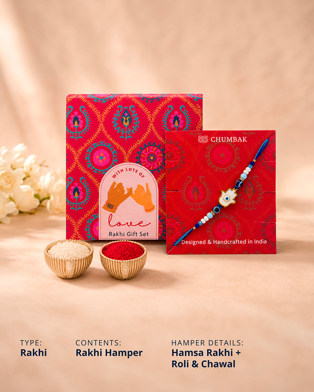 Hamsa Rakhi - Beads & Thread