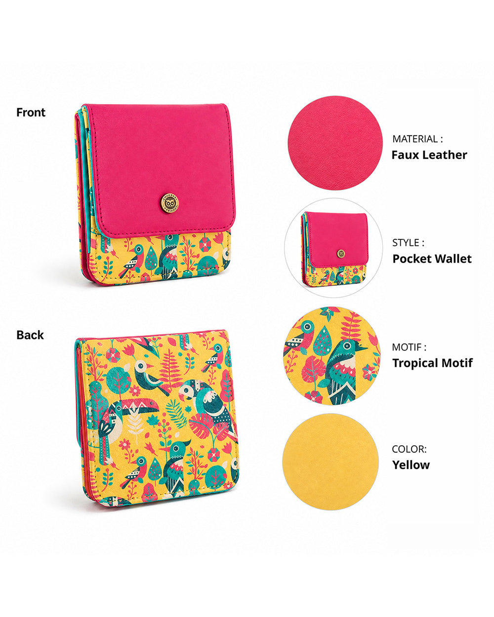 Tropical Birdie Wallet ' Yellow