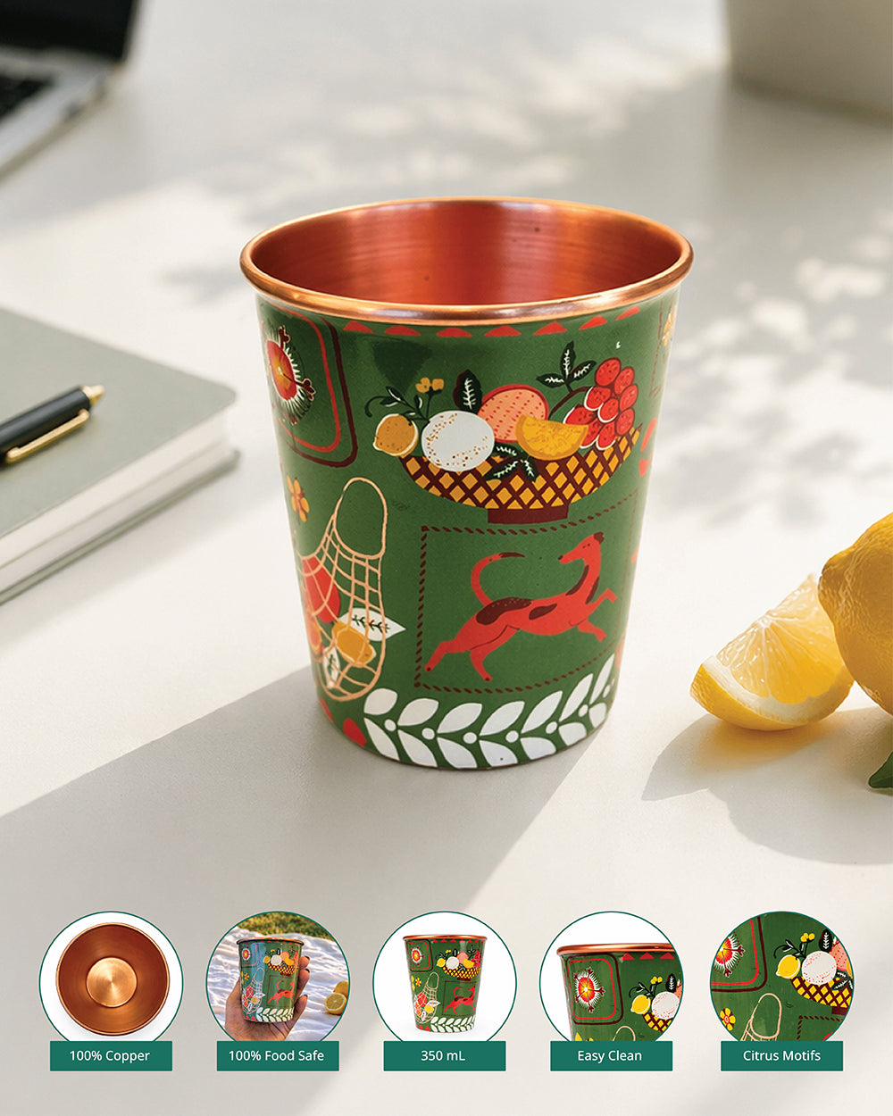 Limonata Copper Tumbler, 250 ml | Citrus Zest