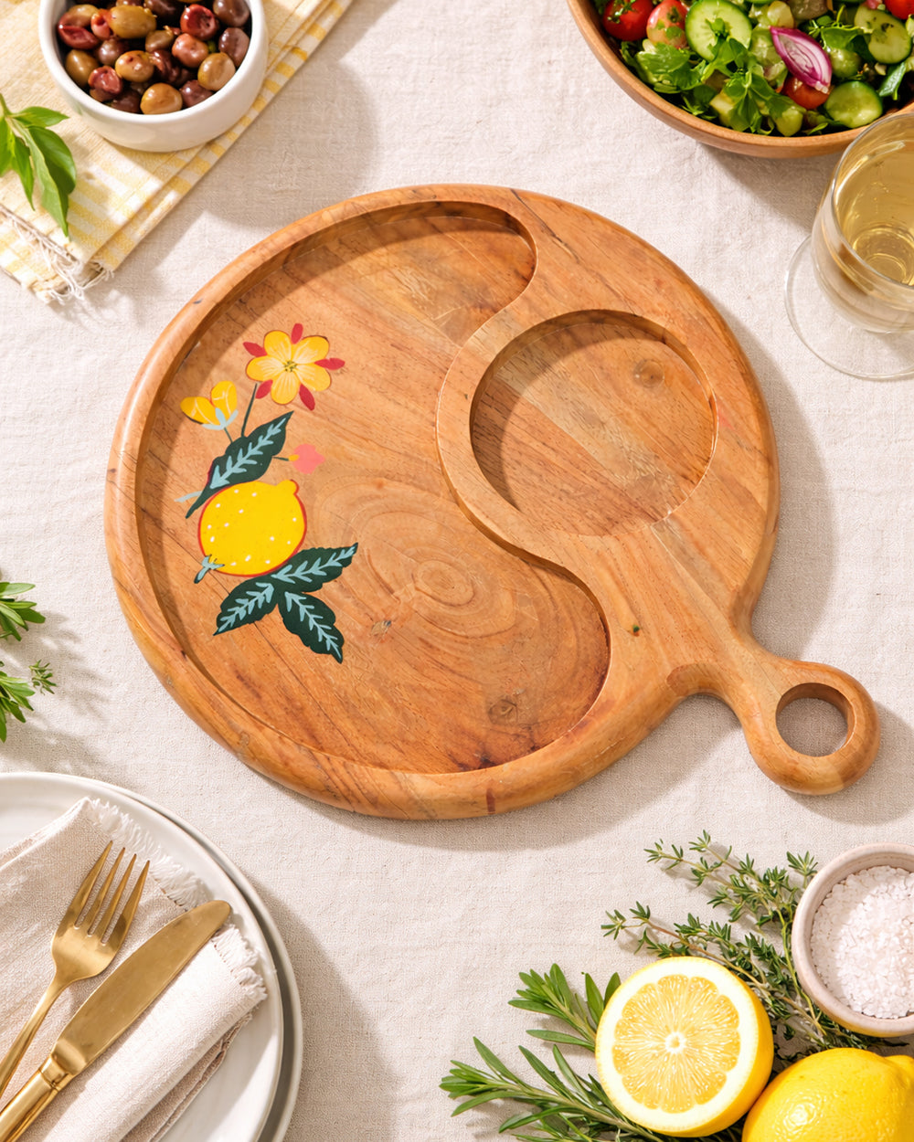 Florentine Charcuterie Wooden Board,11"| Citrus Zest