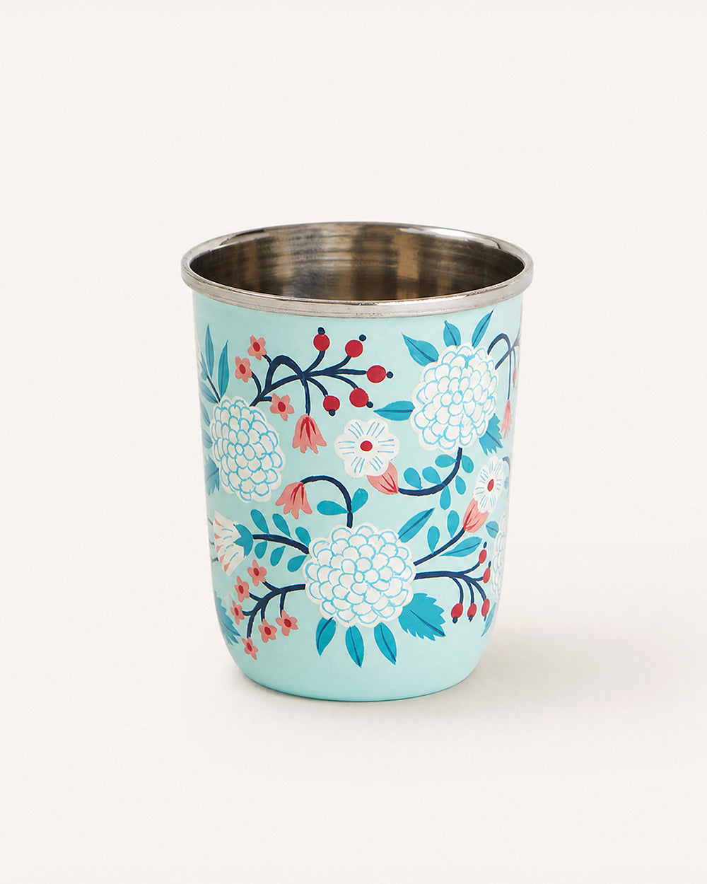 Blue Floral Steel Tumbler Small