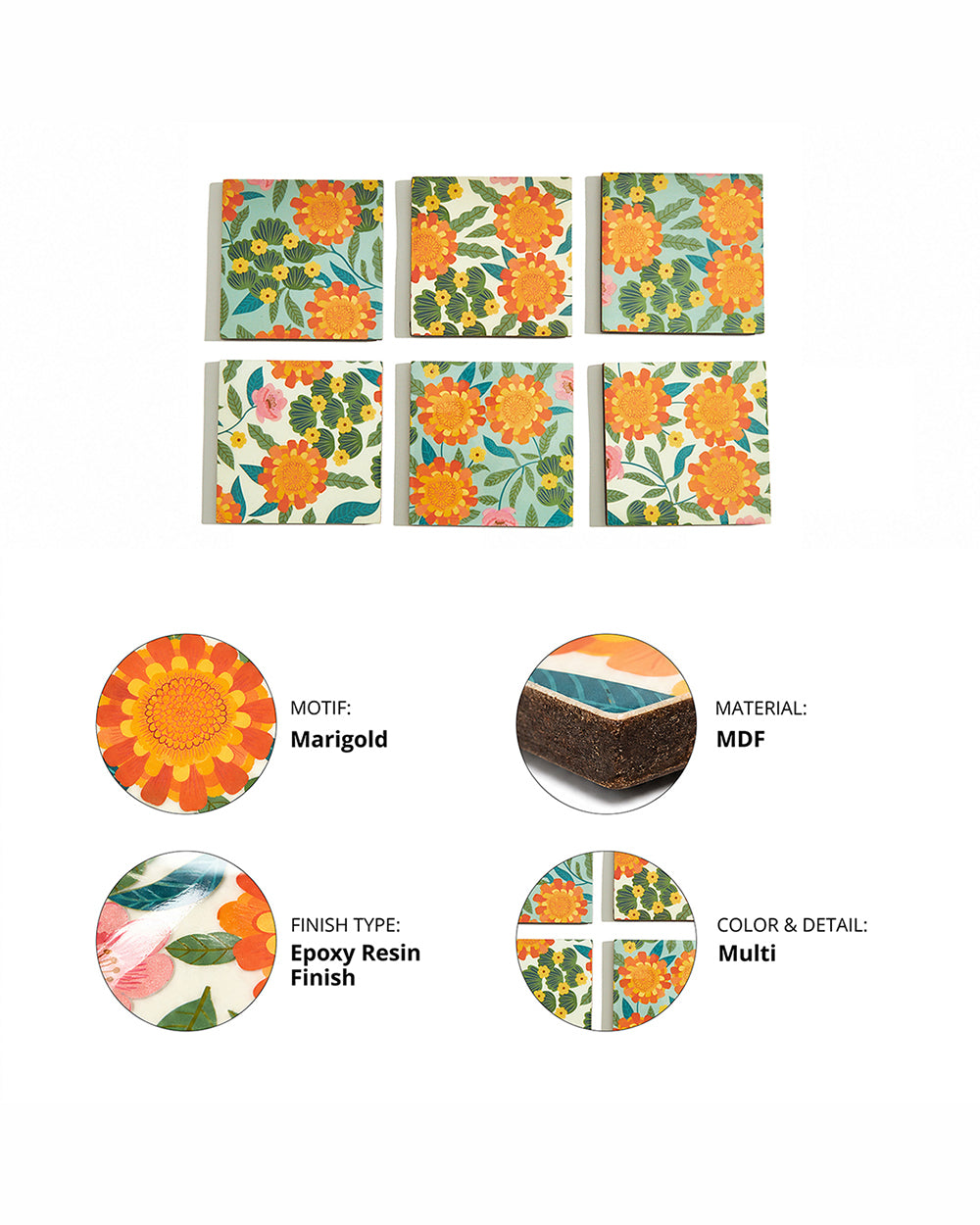 Marigold Coasters (Set of 6)