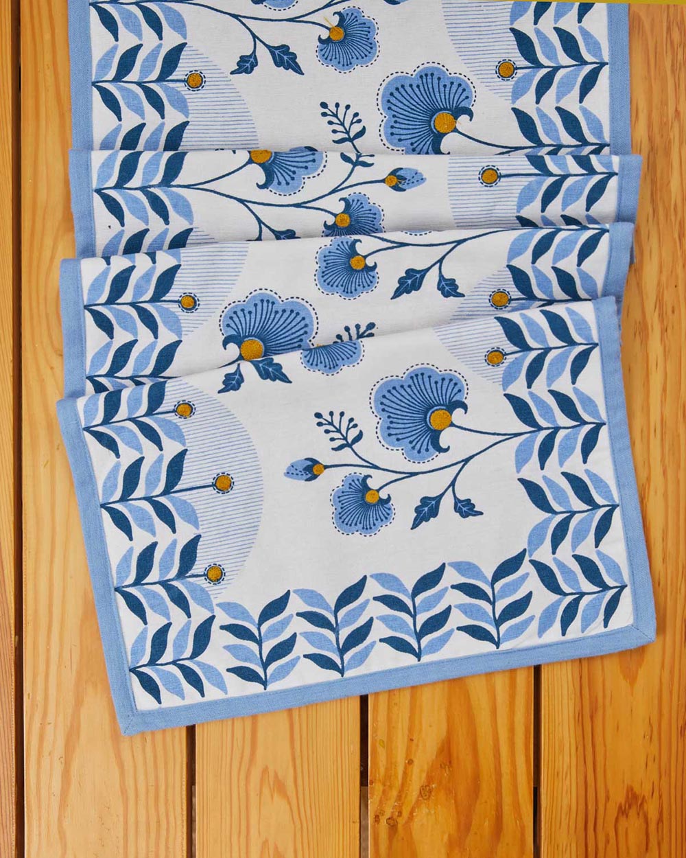 Indigo Garden Table Runner, 78″ x 13″