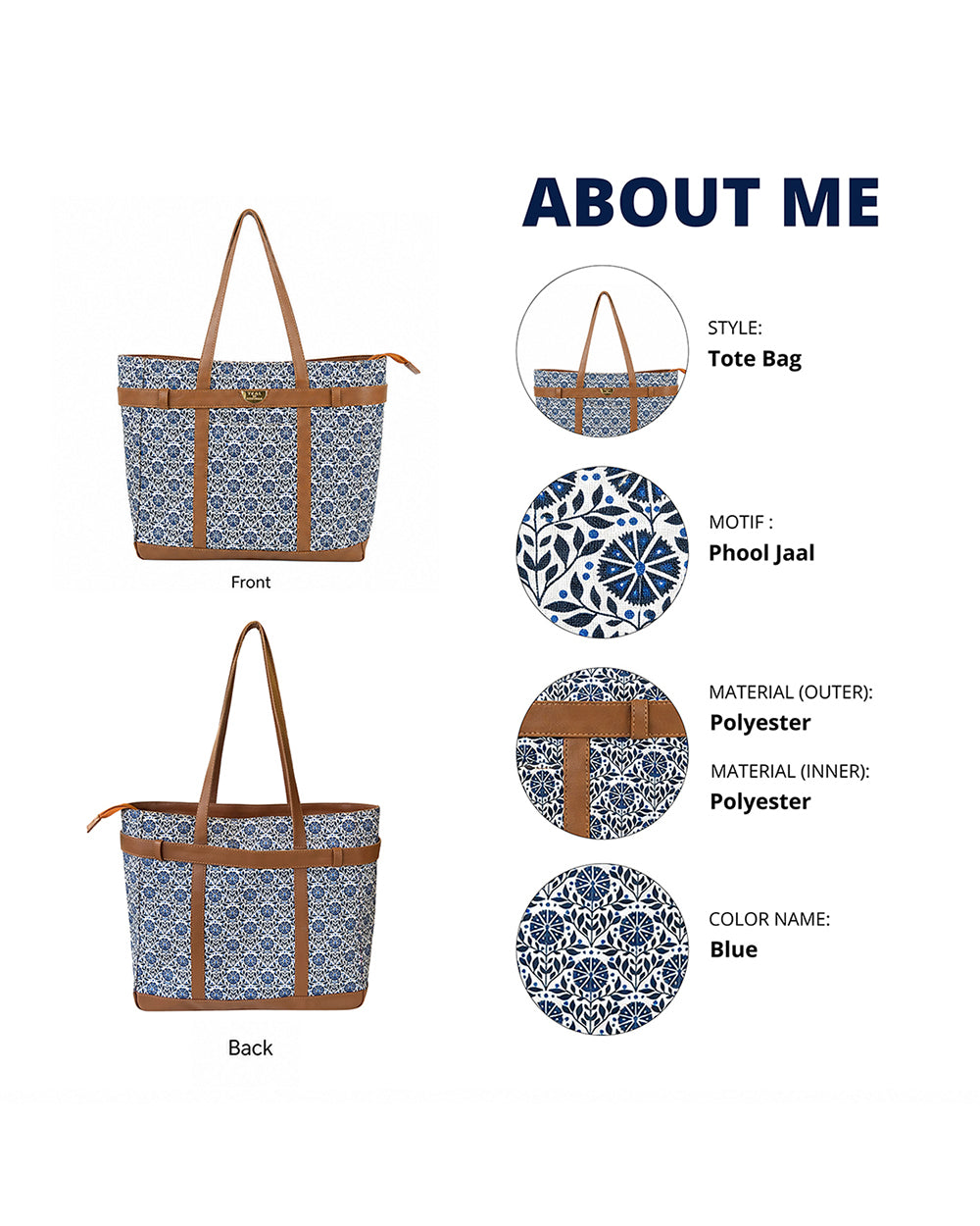 Teal by Chumbak Indigo Phool Jaal Laptop Tote