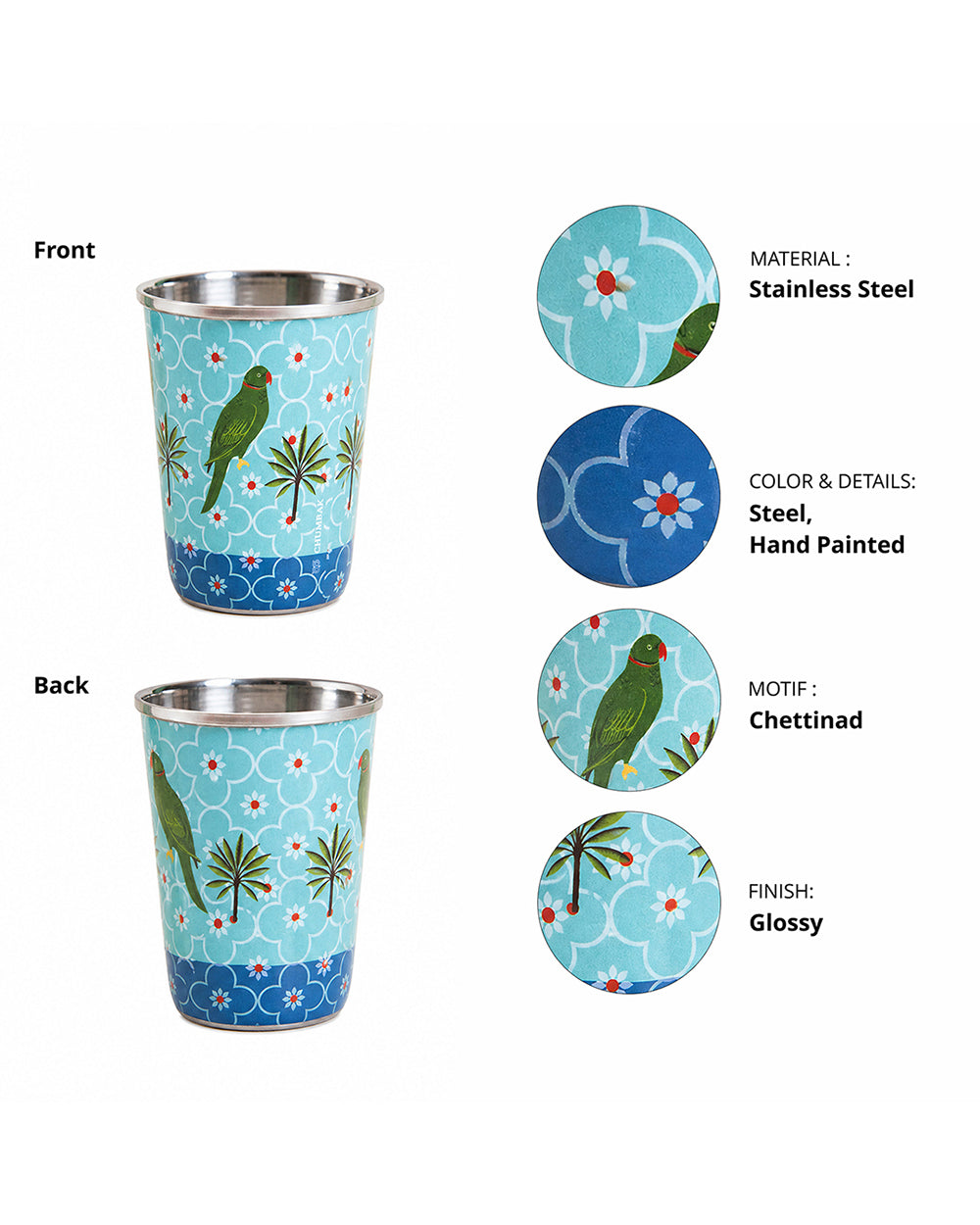 Chettinad Steel Tumbler set