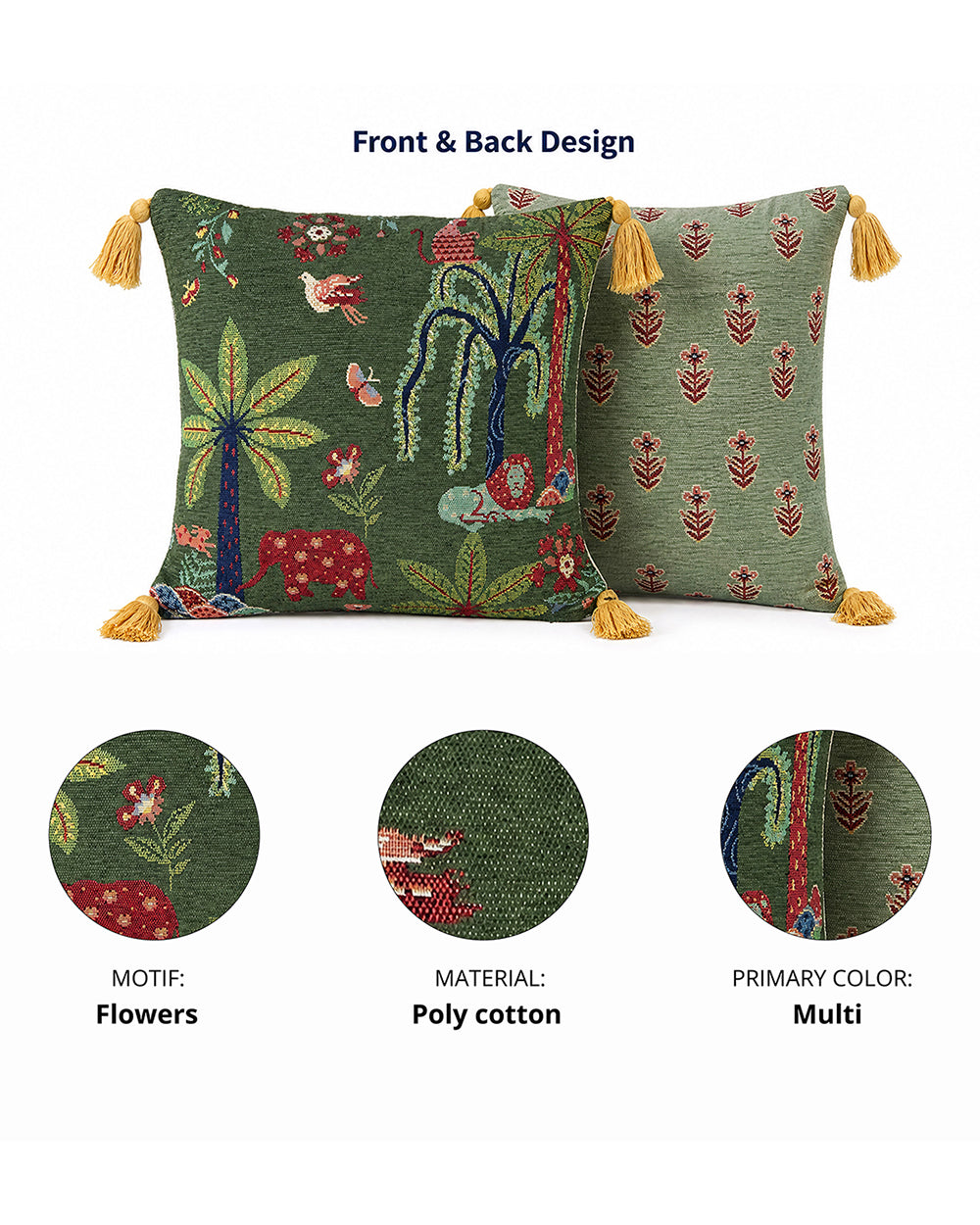 Tusker Trails Jacquard Cushion Cover | Forest Folklore