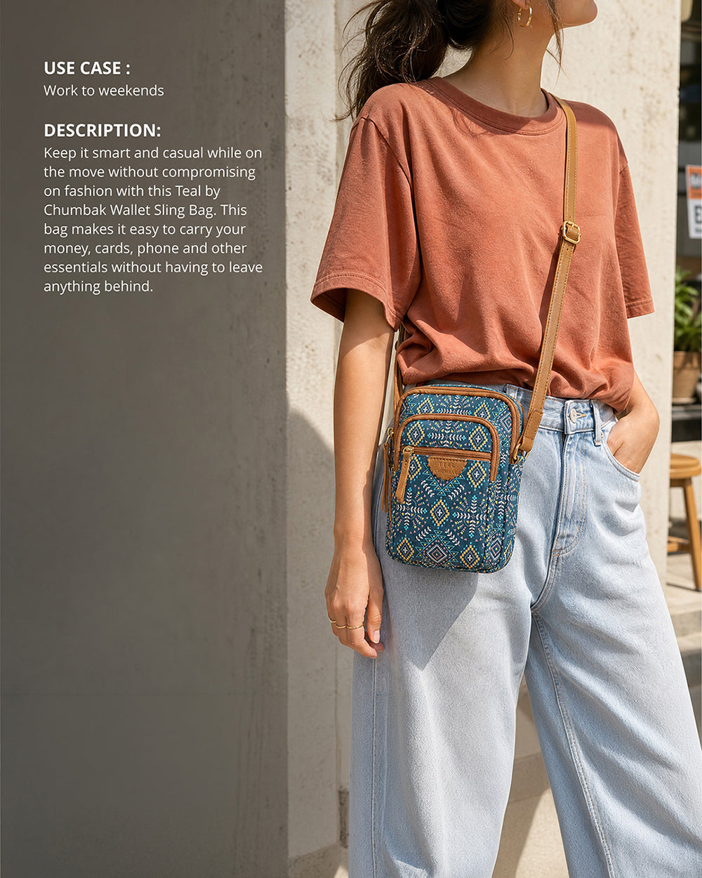Teal by Chumbak Mexico Aztec Wallet Sling Bag