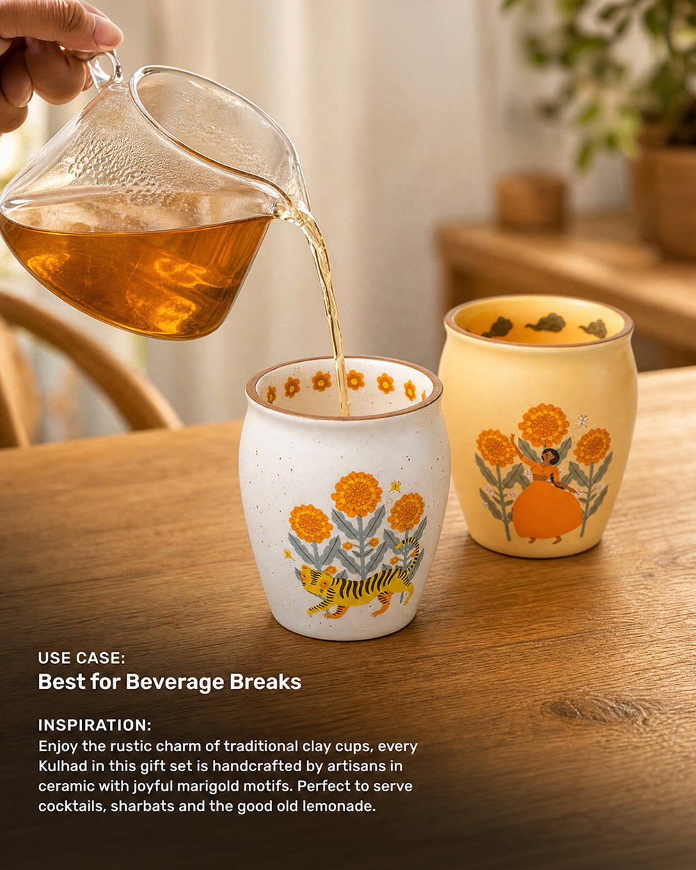 Marigold Kulhad - Set of 4