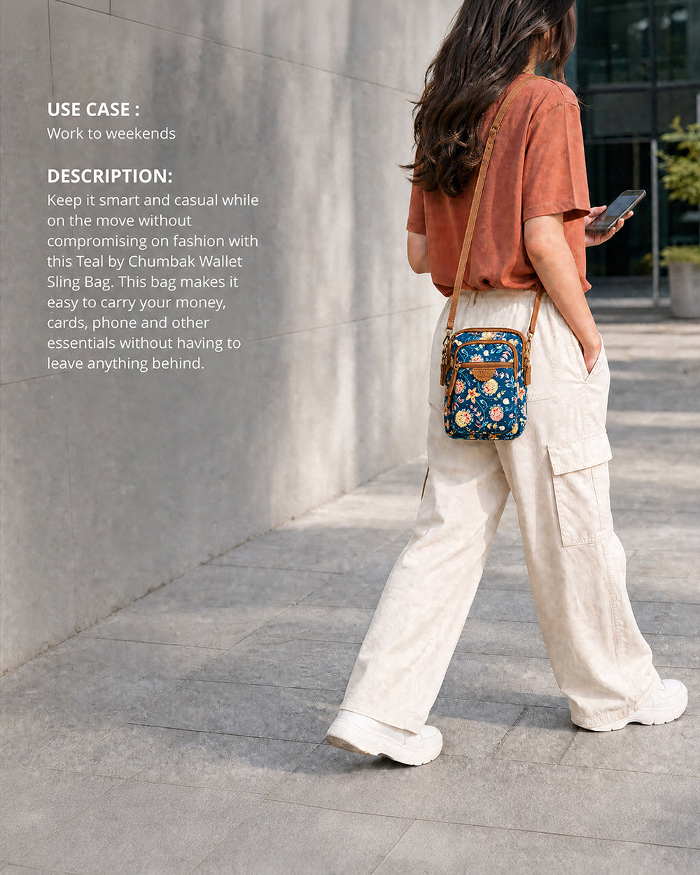 Teal by Chumbak Blue Bloom Wallet Sling Bag