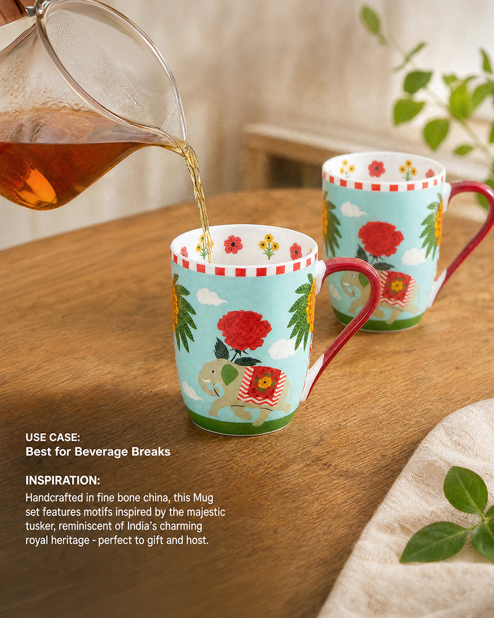 Royal Tusker Mugs Gift Set -Set of 2, 330 ml | Palace Memoirs