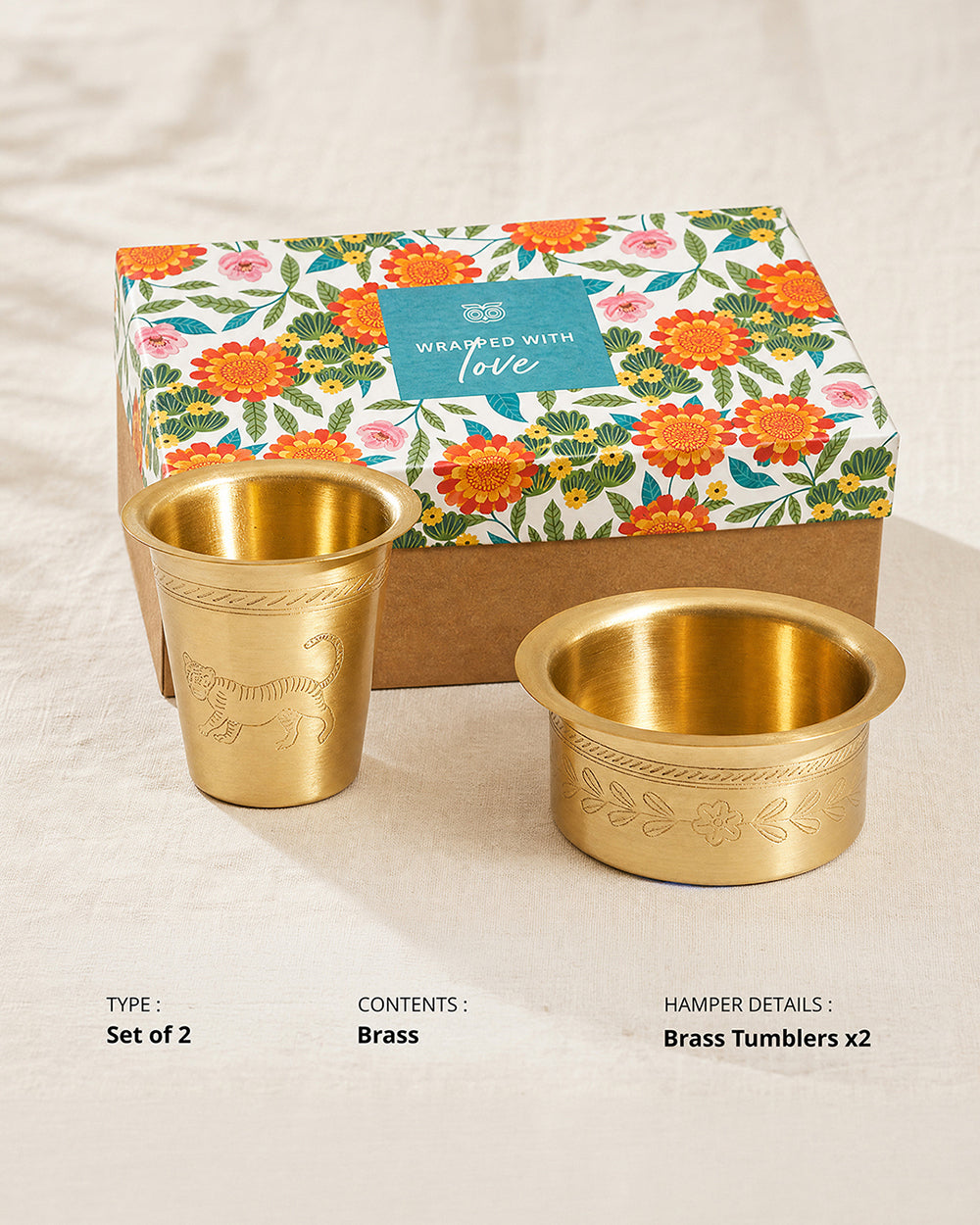 Filter Coffee Tumbler Dabara Brassware Gift Box | Set of 2