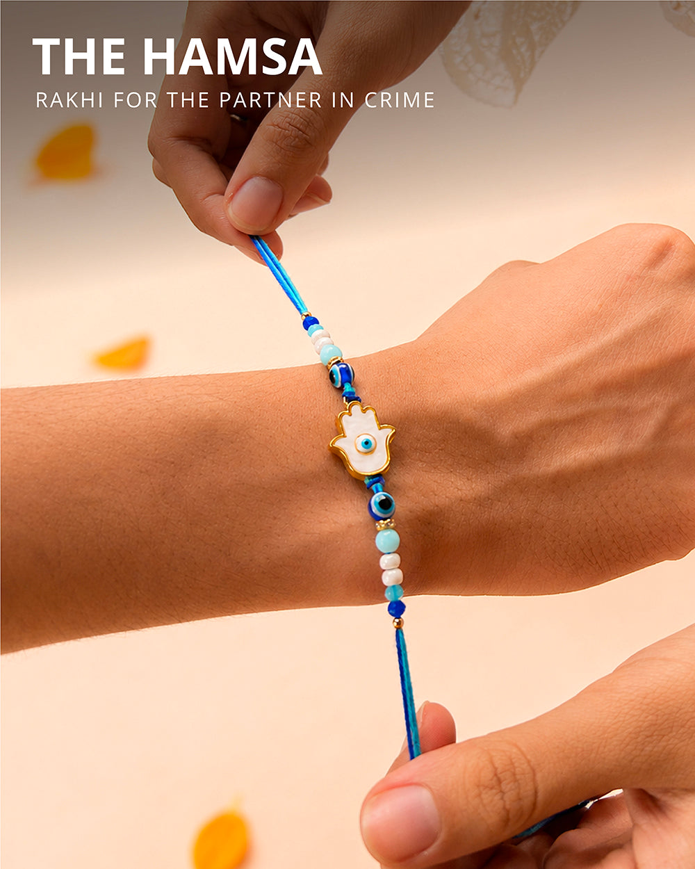 Hamsa Rakhi - Beads & Thread
