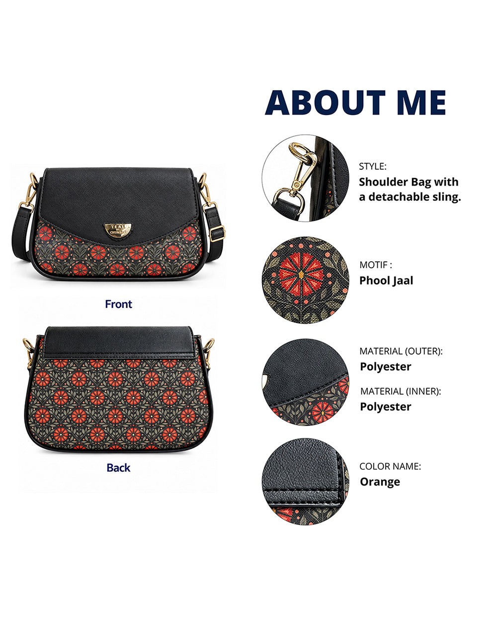 Teal by Chumbak Crimson Phool Shoulder Bag
