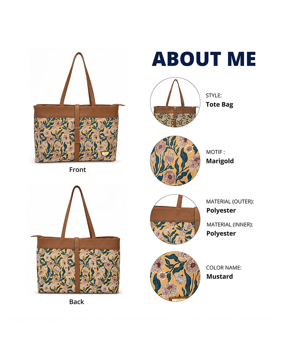 Teal by Chumbak Ivory Genda Garden Work Tote