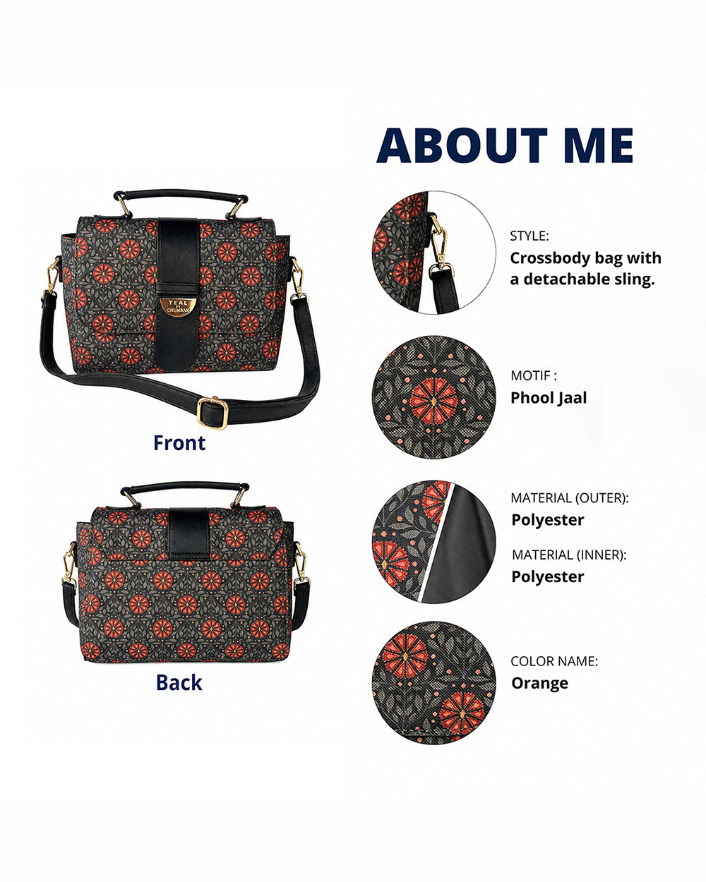 Teal by Chumbak Crimson Phool Duffle Crossbody Bag